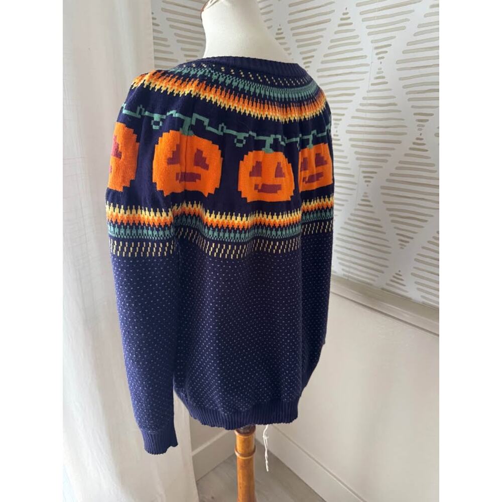 ModCloth Medium Give ‘Em Pumpkin to Talk About Fair Isle Sweater Halloween - Picture 3 of 5